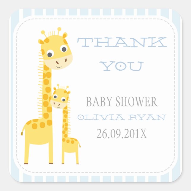 Giraffes Pegatina Baby Shower Favor (Anverso)