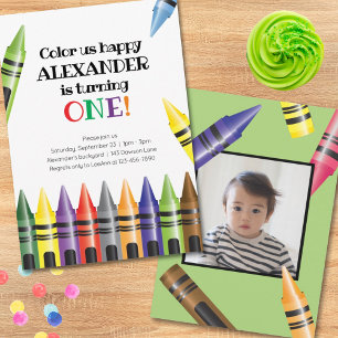 Girando una foto de Crayons Invitación de primer c