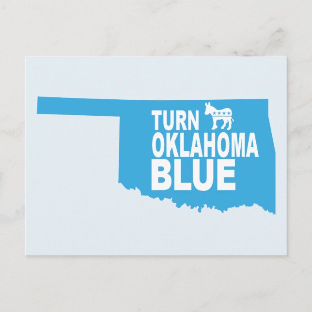 Girar la postal azul de Oklahoma | Votar por demóc (Anverso)