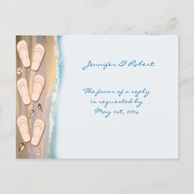 Girar las bucles en la postal Beach RSVP (Anverso)