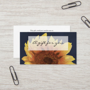 girasol acuarela en certificado de regalo de la ma