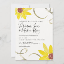 Girasol Acuarela Floral Silvestre Remolino Boda
