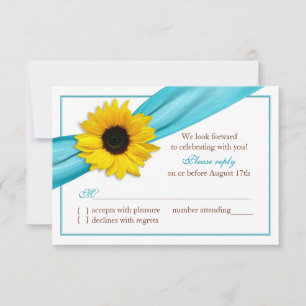 Girasol Amarillo Cinta Azul Acuario Boda RSVP