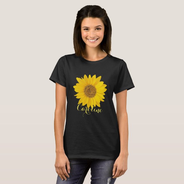 Girasol amarillo con nombre personalizado camiseta (Anverso completo)