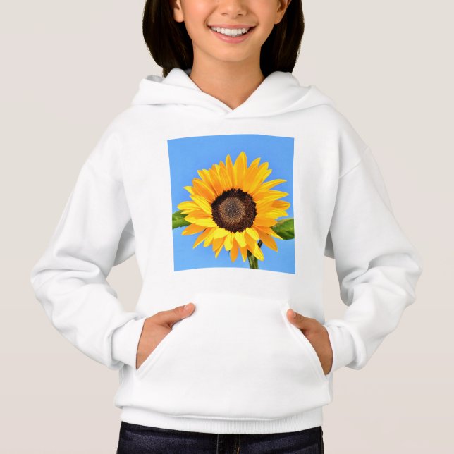 Girasol amarillo en Blue Sky Hoodie (Anverso)