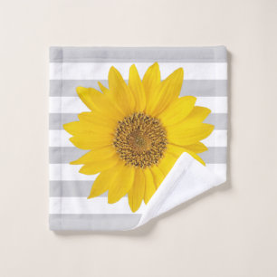 Girasol amarillo en franjas blancas y grises