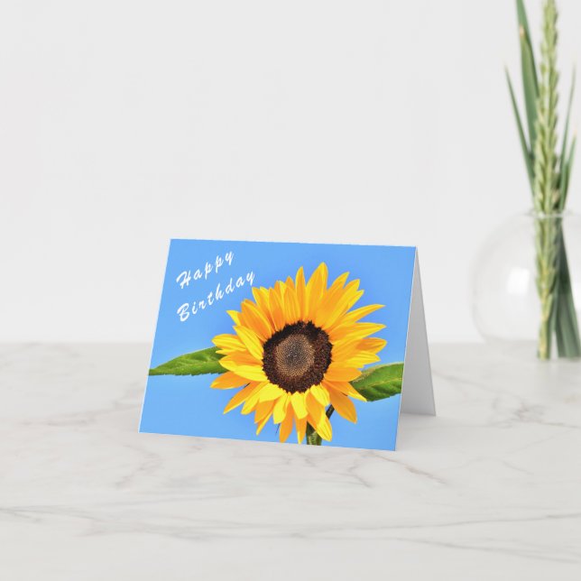 Girasol amarillo en tarjeta de cumpleaños Blue Sky (Anverso)