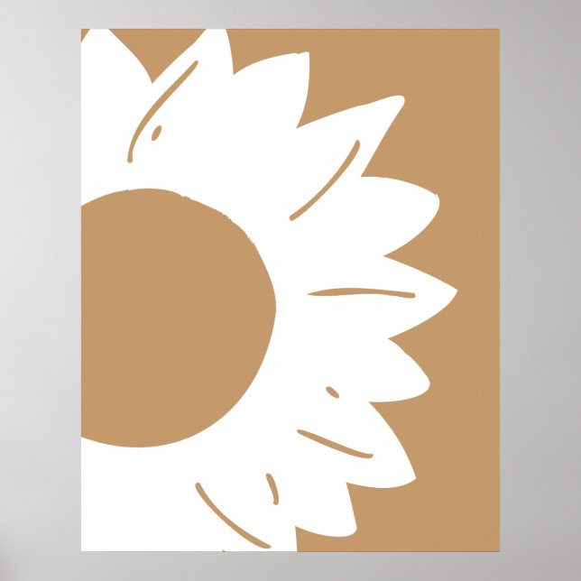 Girasol blanco en arte de pared abstracto broncead (Frente)