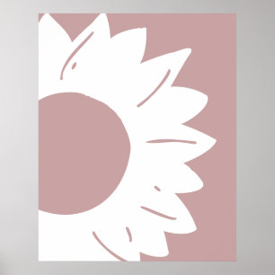 Girasol blanco en arte de pared abstracto rosa pol