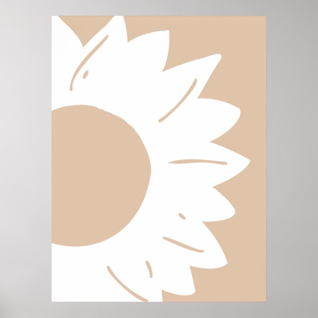 Girasol blanco en arte mural abstracto beige claro (Frente)