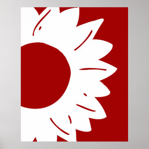 Girasol blanco en arte mural abstracto rojo