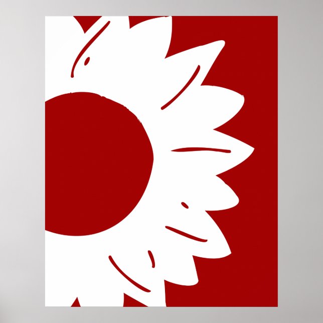 Girasol blanco en arte mural abstracto rojo (Frente)