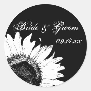 Girasol blanco en Sellos para sobres Bodas negros