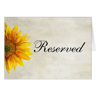 Girasol. Boda rústica. Letrero de reservado para p
