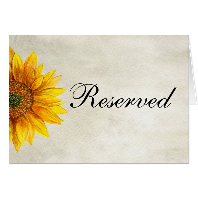Girasol. Boda rústica. Letrero de reservado para p (Anverso (Horizontal))