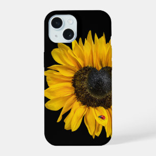 Girasol con forma de corazón con mariquita