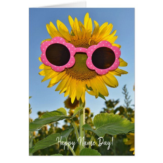 Girasol con gafas de sol para el Día del Nombre (Frente)