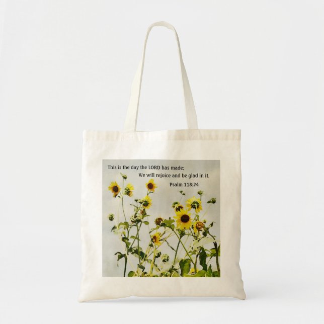 Girasol con la bolsa de la Biblia Verse Tote (Frente)