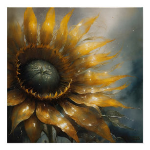 Girasol Cósmico - Impresión de Arte Digital de Fan
