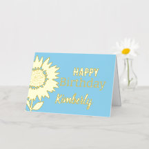 Girasol Cumpleaños Feliz Azul Nombre Personalizado