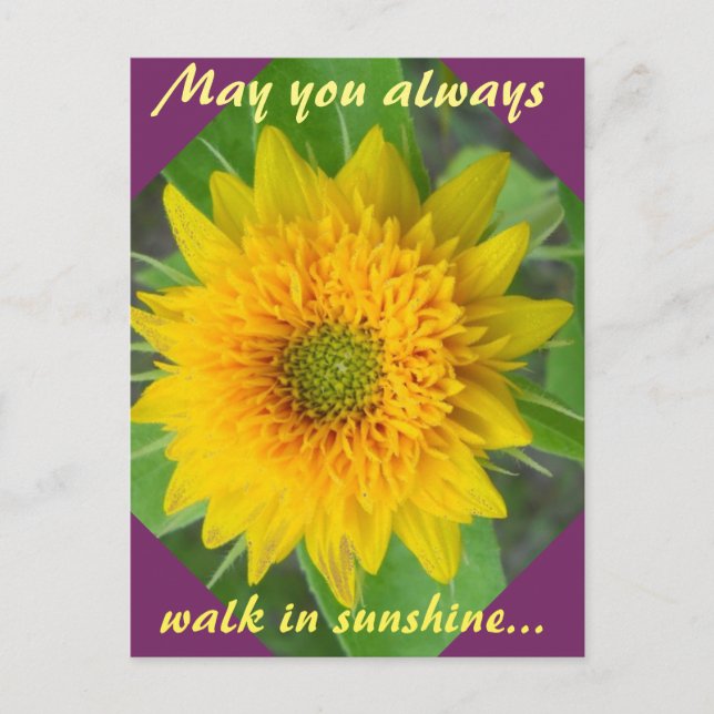 Girasol de diamante con postal inspiradora (Anverso)