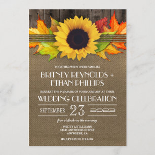 Girasol de otoño rústico + Invitaciones a la boda
