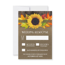 Girasol de otoño rústico + Tarjetas RSVP de boda B