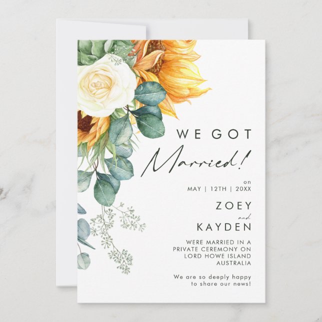 Girasol de país en negrita | Invitación Elopement (Anverso)