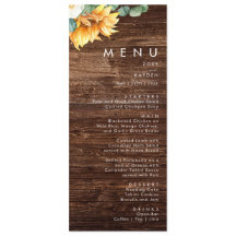 Girasol de país en negrita | Menú de cena Boda de