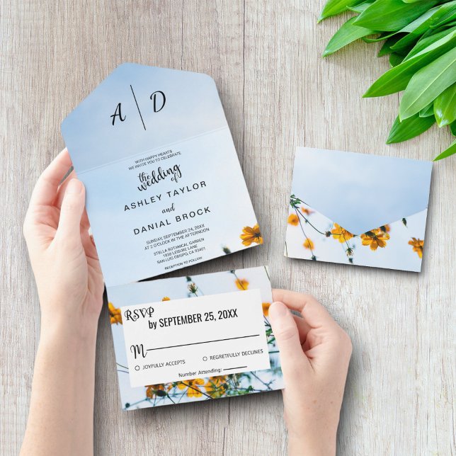 Girasol de verano floral Todo en una invitación de (Subido por el creador)