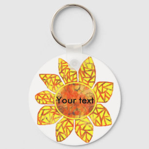 Girasol del modelo, su llavero del texto