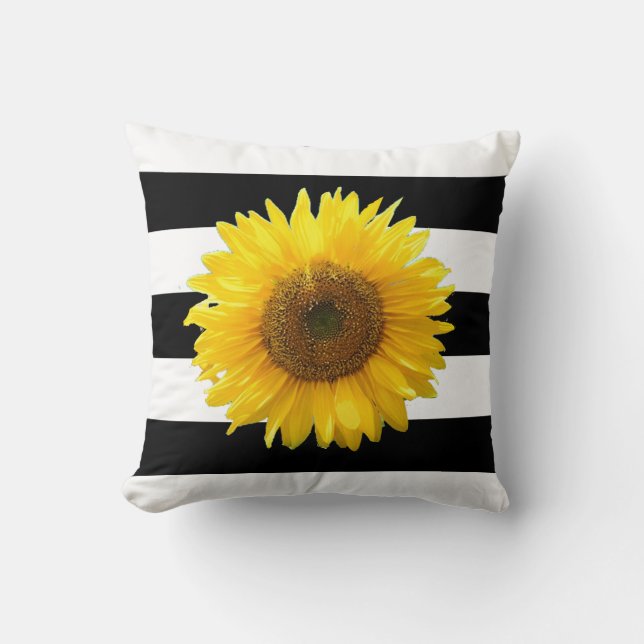 Girasol elegante sobre funda de almohada a rayas b (Anverso)