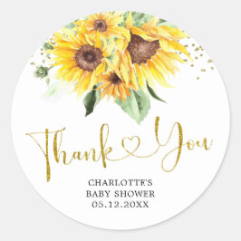 Girasol en camino Baby Shower Gracias Pegatina