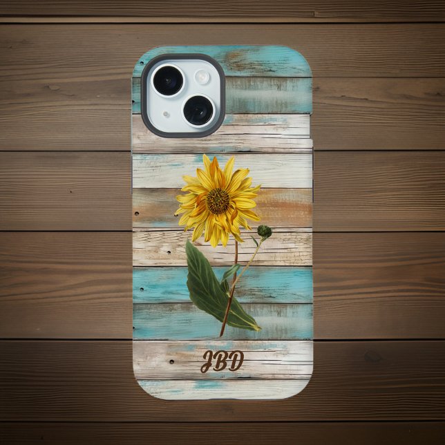 Girasol en Faux Green Weatherals Wood Initials (Subido por el creador)