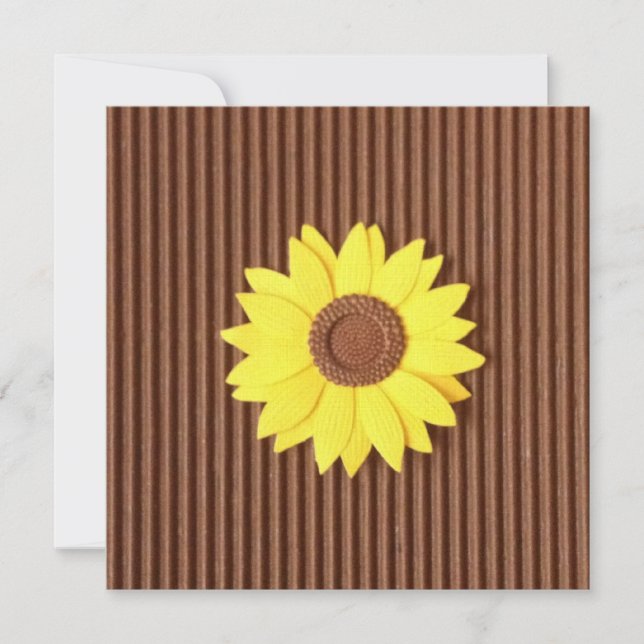 Girasol en invitación de "Papel con Textura Falsa" (Anverso)
