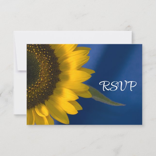 Girasol en la boda azul RSVP (Anverso)