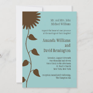 Girasol en la invitación a la boda azul