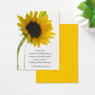 Girasol en la tarjeta de beneficencia Boda blanco