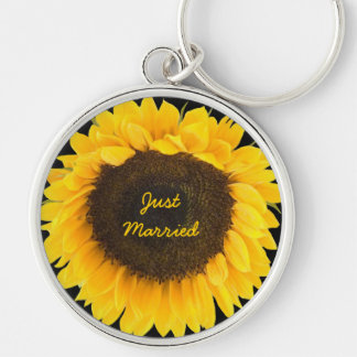 Girasol en Llavero Negro Recién Casados