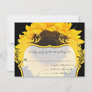 Girasol en Tarjeta de Respuesta Negra