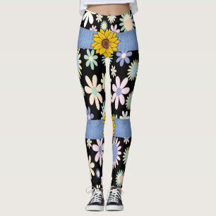 girasol flores surtidas leggings largos adolescent