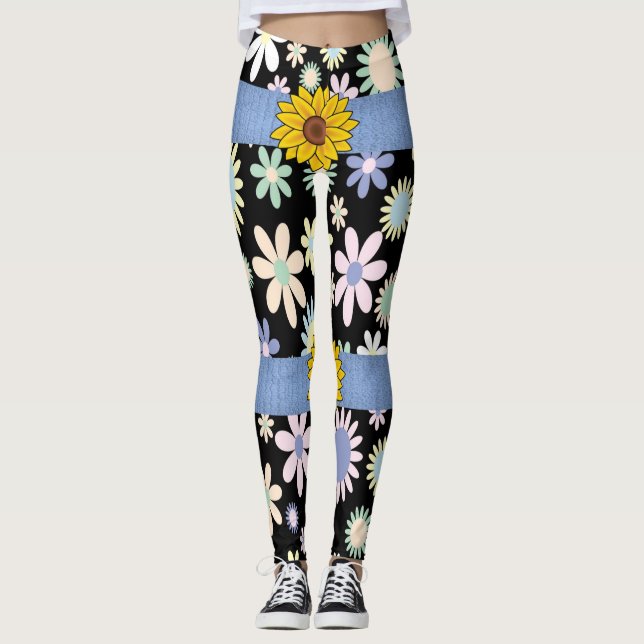 girasol flores surtidas leggings largos adolescent (Anverso)