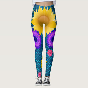 girasol flores surtidas leggings largos adolescent