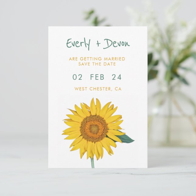 Girasol Guardar La Invitación De Fecha (Anverso de pie)