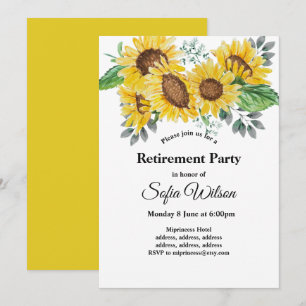 girasol, invitación de fiesta de retiro floral