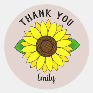 Girasol personalizado Gracias Pegatinas