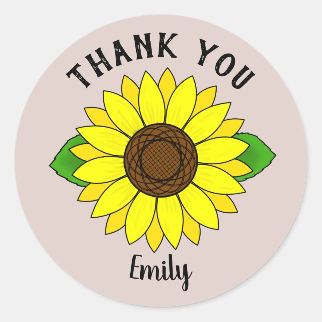 Girasol personalizado Gracias Pegatinas (Anverso)