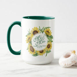 Girasol personalizado que casa la taza combinada