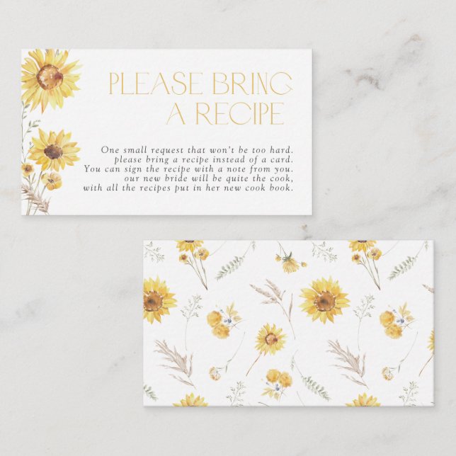 Girasol Por Favor Trae Una Tarjeta De Receta (Anverso / Reverso)