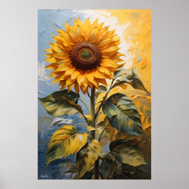 Girasol | Poster de arte mural | Pintura de aceite (Frente)